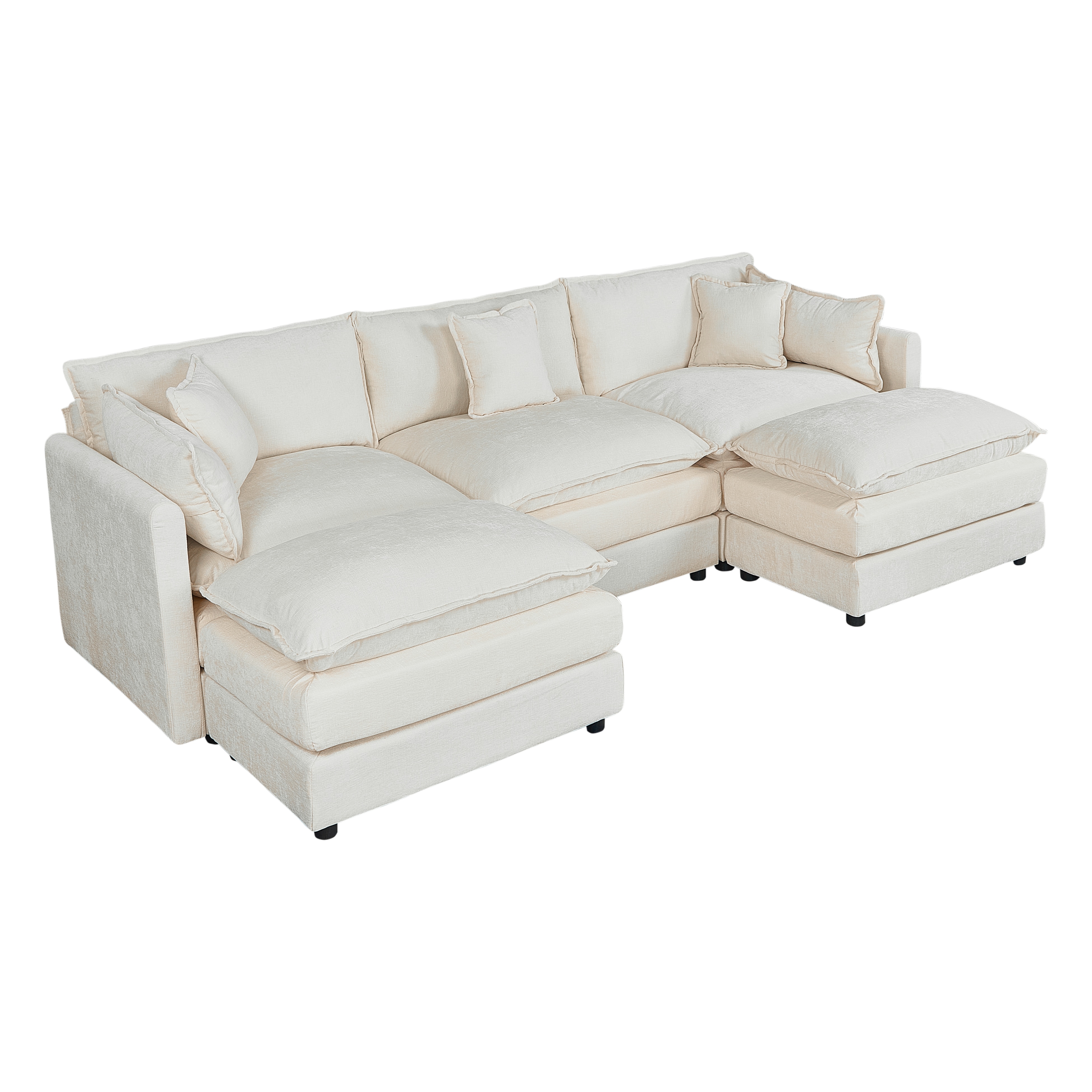 3-seater beige sofa plus 2 footrests 3-seater beige sofa plus 2 footrests